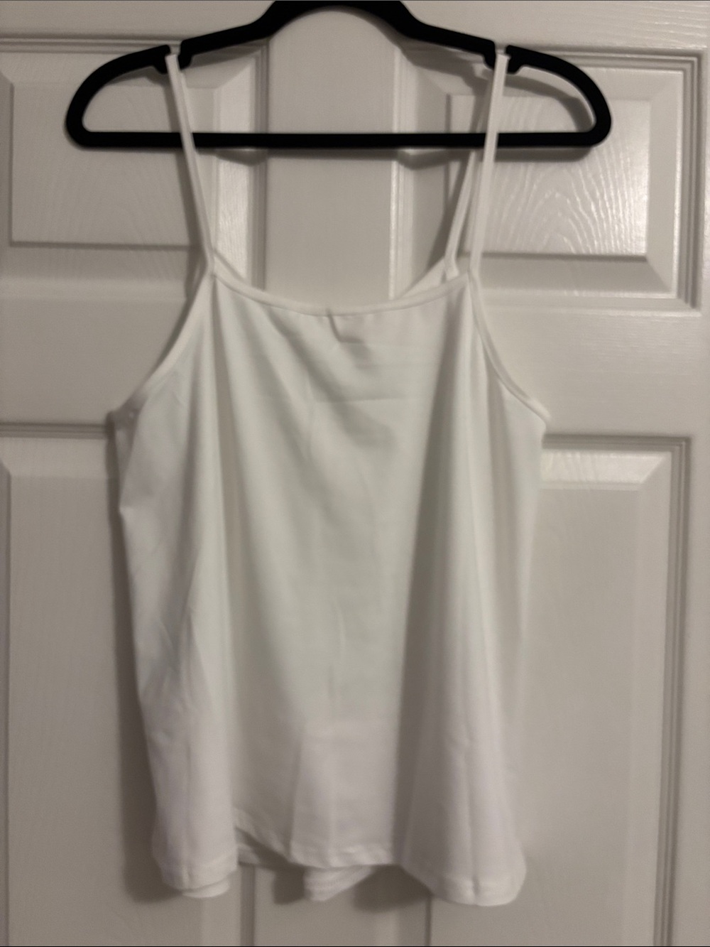 White Women's Ruched Loose Fitting Spaghetti Strap Tank Top - Large - Picture 5 of 8